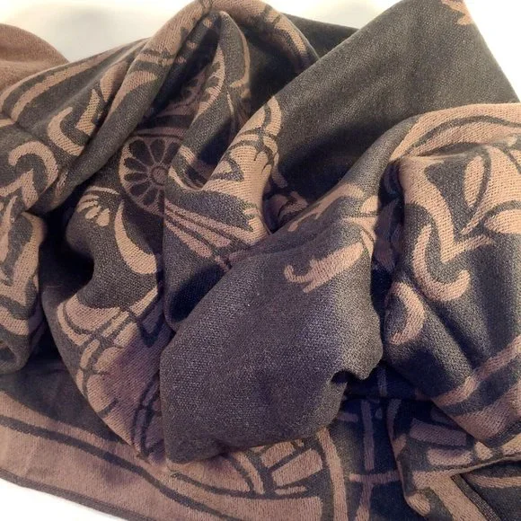 Pierre Balmain PARIS Winter wrap scarf Reversible Cashmere blend Purple 52"x52" - Picture 10 of 10